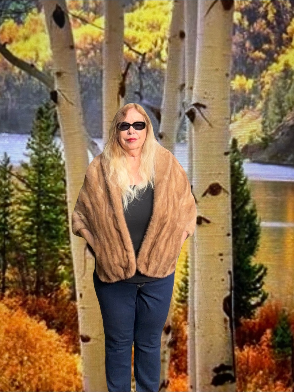 Elegant Mink Fur Stole or Wrap Vintage Hollywood Glamour Full Pelts